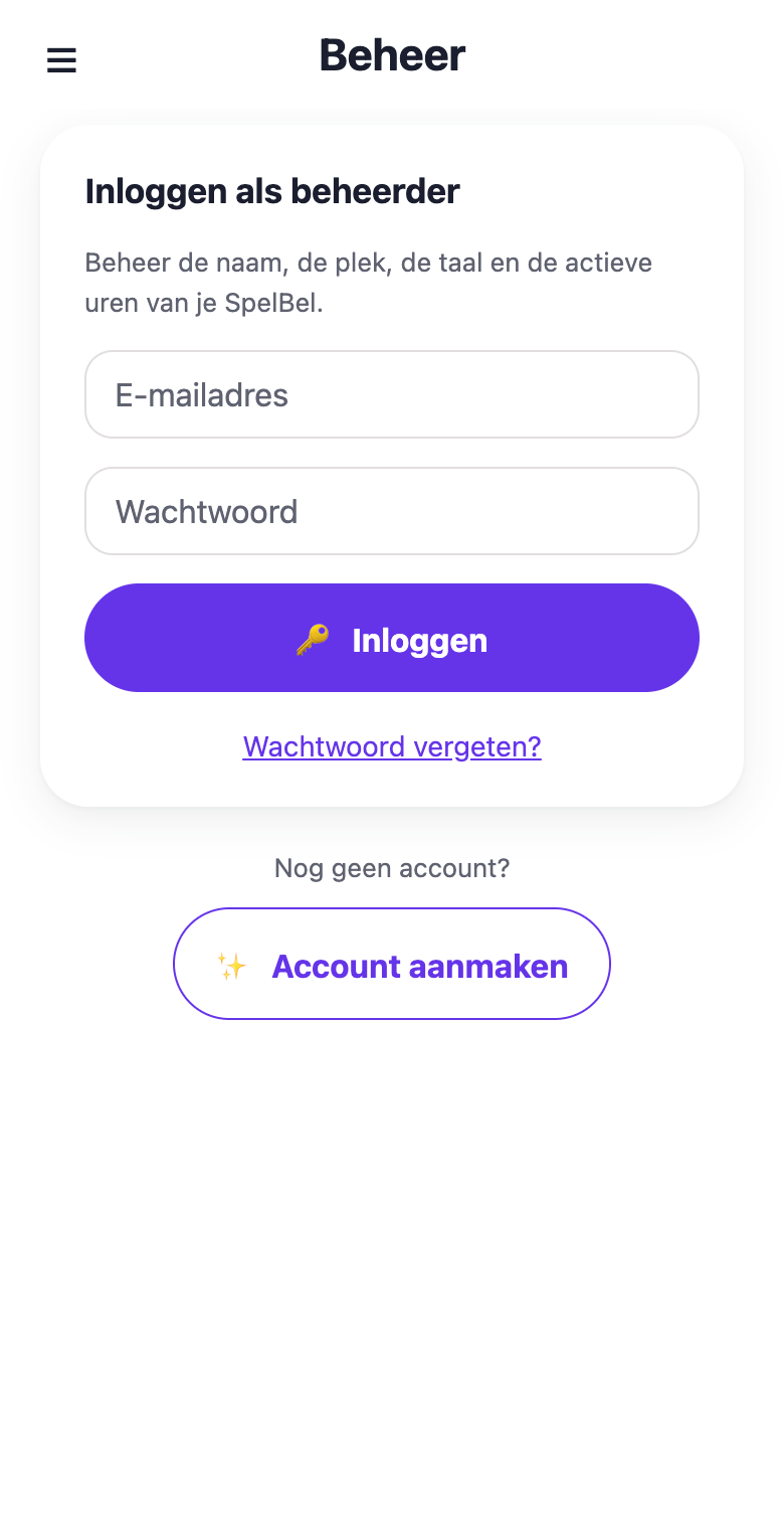 Inloggen of account aanmaken